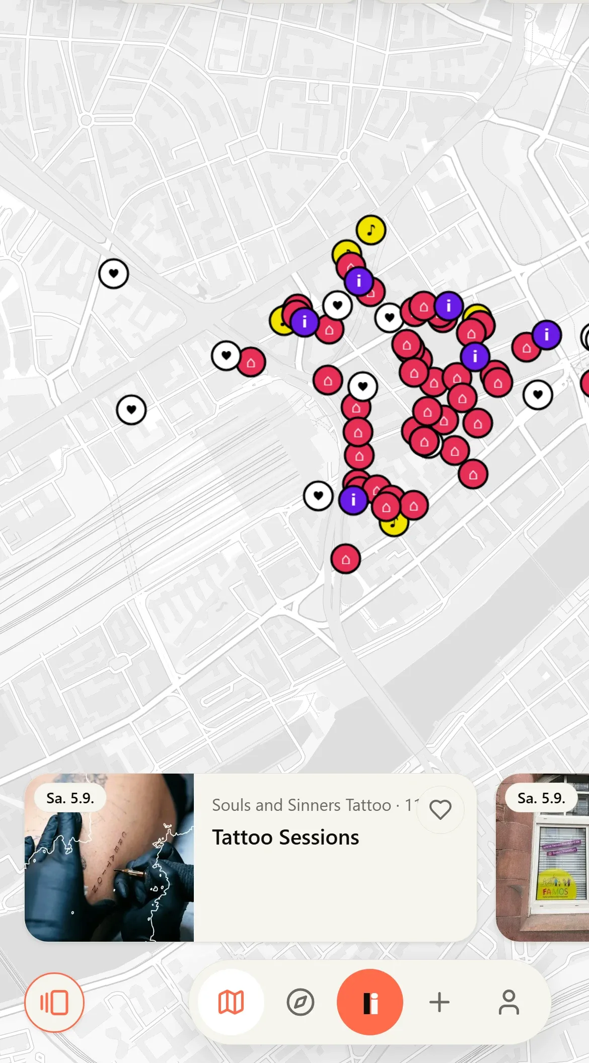 Open Viertel auf dem Handy: Karte mit Programmpunkten und Terminliste