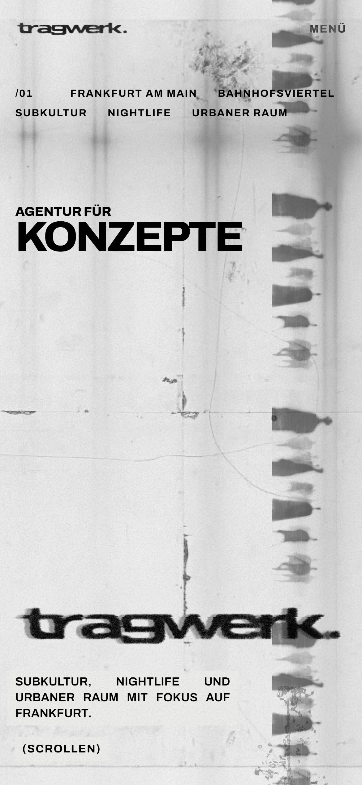 Tragwerk auf dem Handy: Agentur für Konzepte, Schlagworte und Wortmarke auf Papier